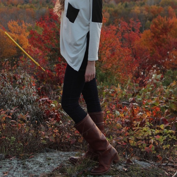 Frye Jane Stitch Leather Heeled Knee High Boots - Picture 5 of 16